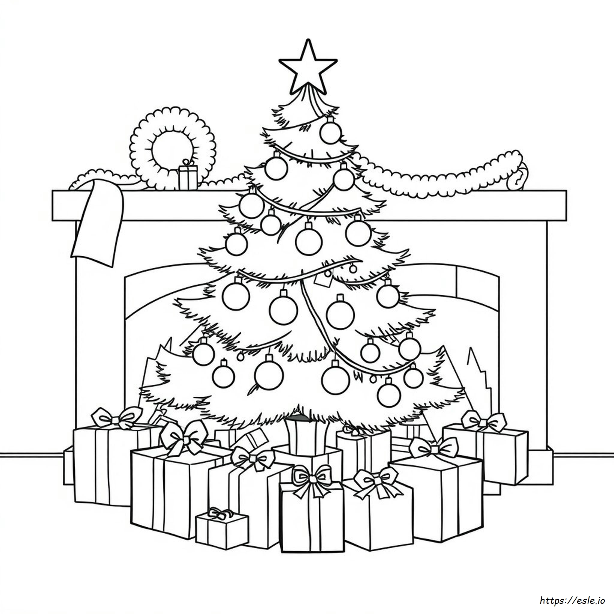 Christmas Tree With Presents Coloring Sheet