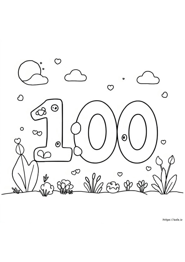 Number 100 Coloring Page