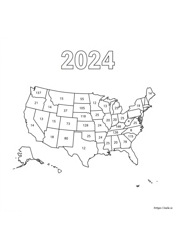 2024 Peta Kolase Elektoral Gambar Mewarnai