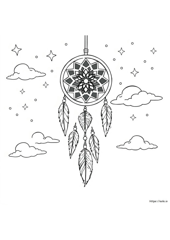 Atrapasueños De Plumas Para Colorear
