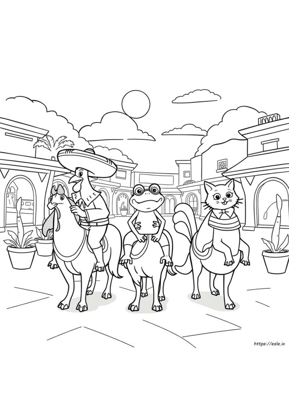 Three Caballeros Coloring Pages