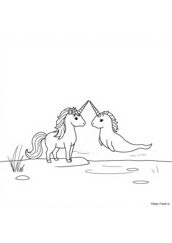 Unicorn Narwhal Coloring Page