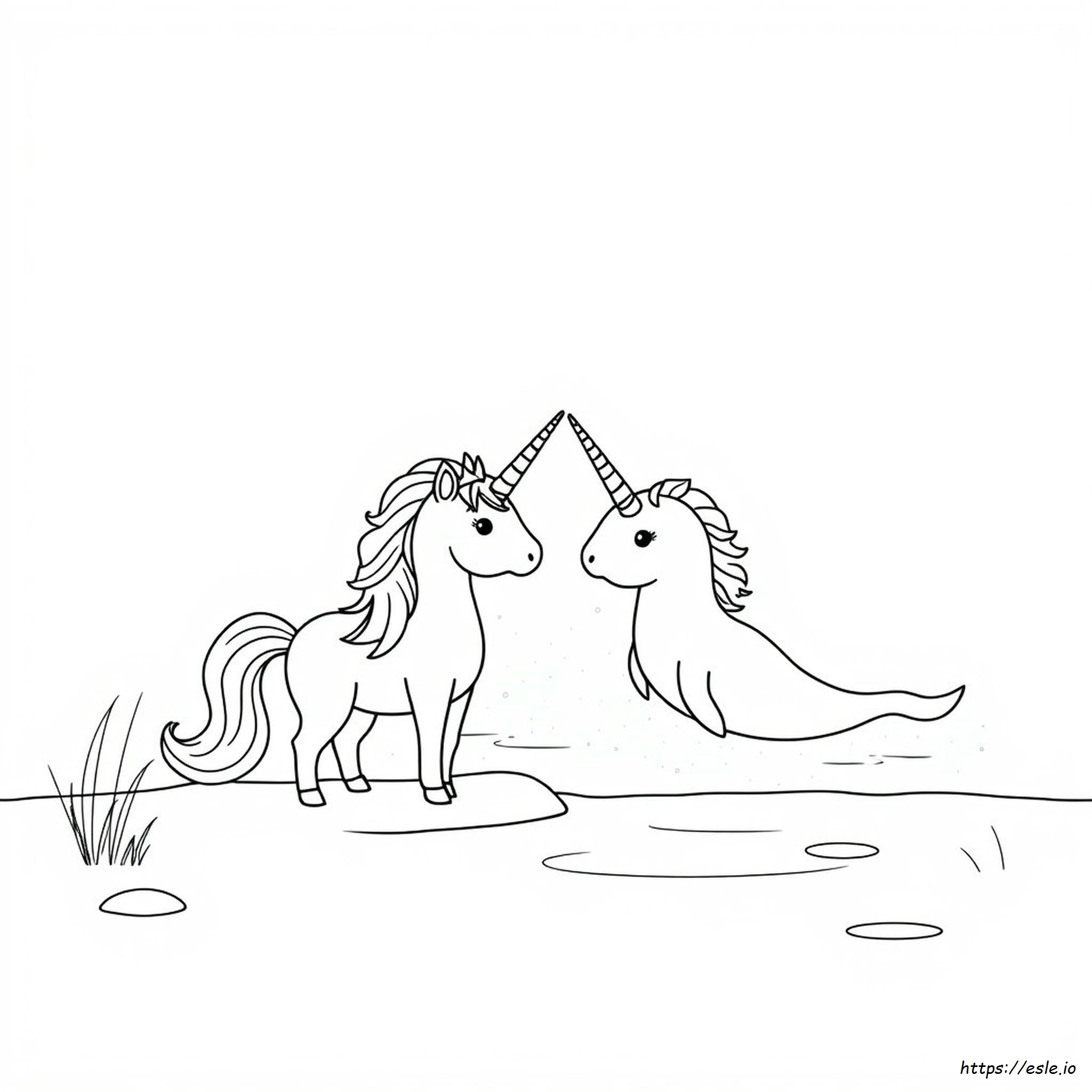 Unicorn Narwhal Coloring Page