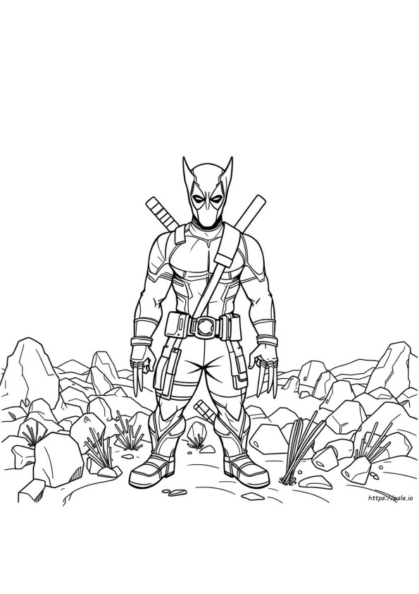 Half Deadpool Half Wolverine Coloring Page