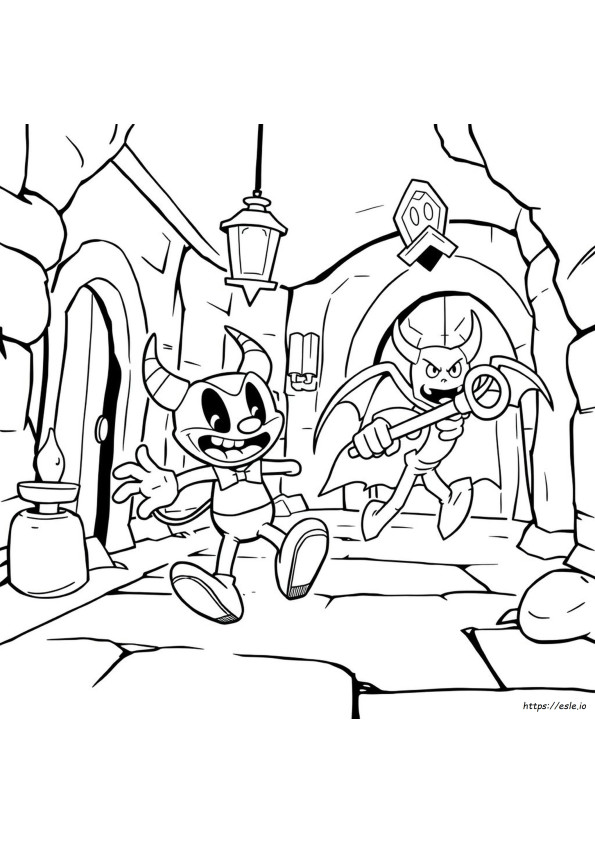 Páginas Para Colorear De Cuphead Diablo