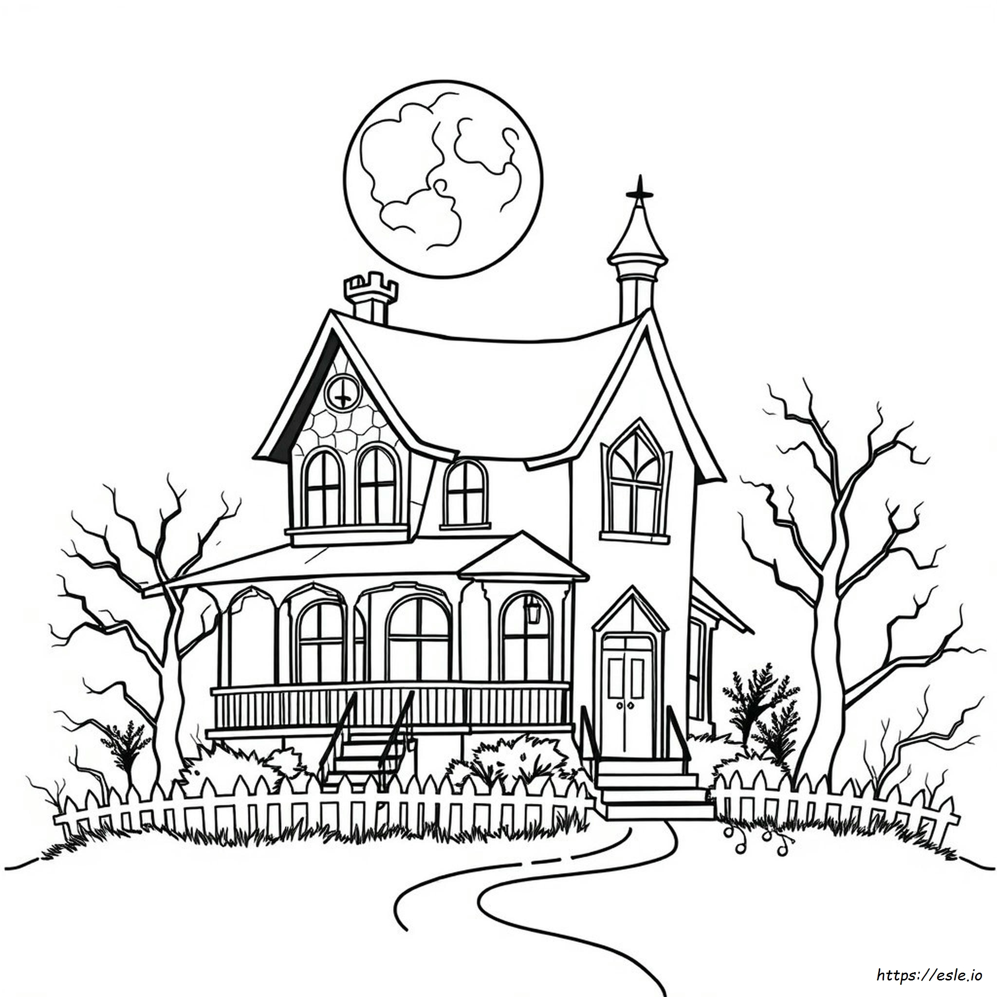 Rumah Hantu Halloween Menyeramkan Lembar Mewarnai