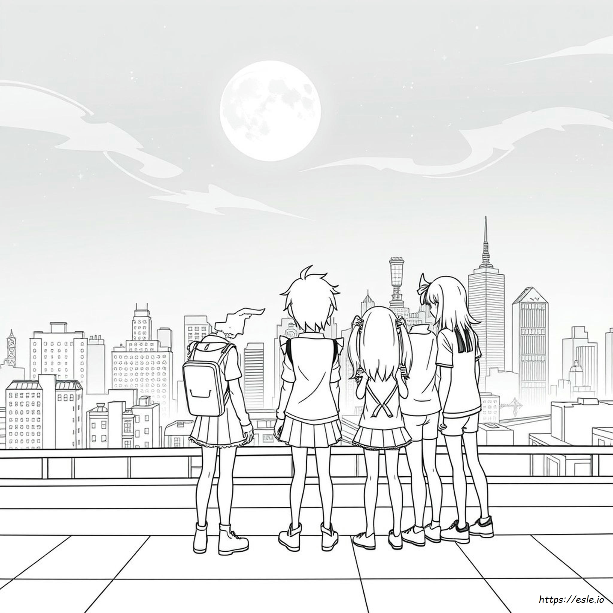 Karakter Anime Gambar Mewarnai Dapat Dicetak