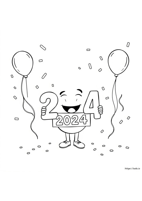 Cute New Year Coloring Pages 2024