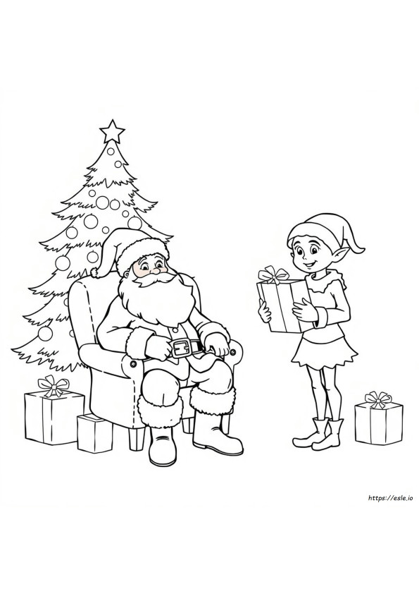 Santa Claus And Elf Coloring Pages