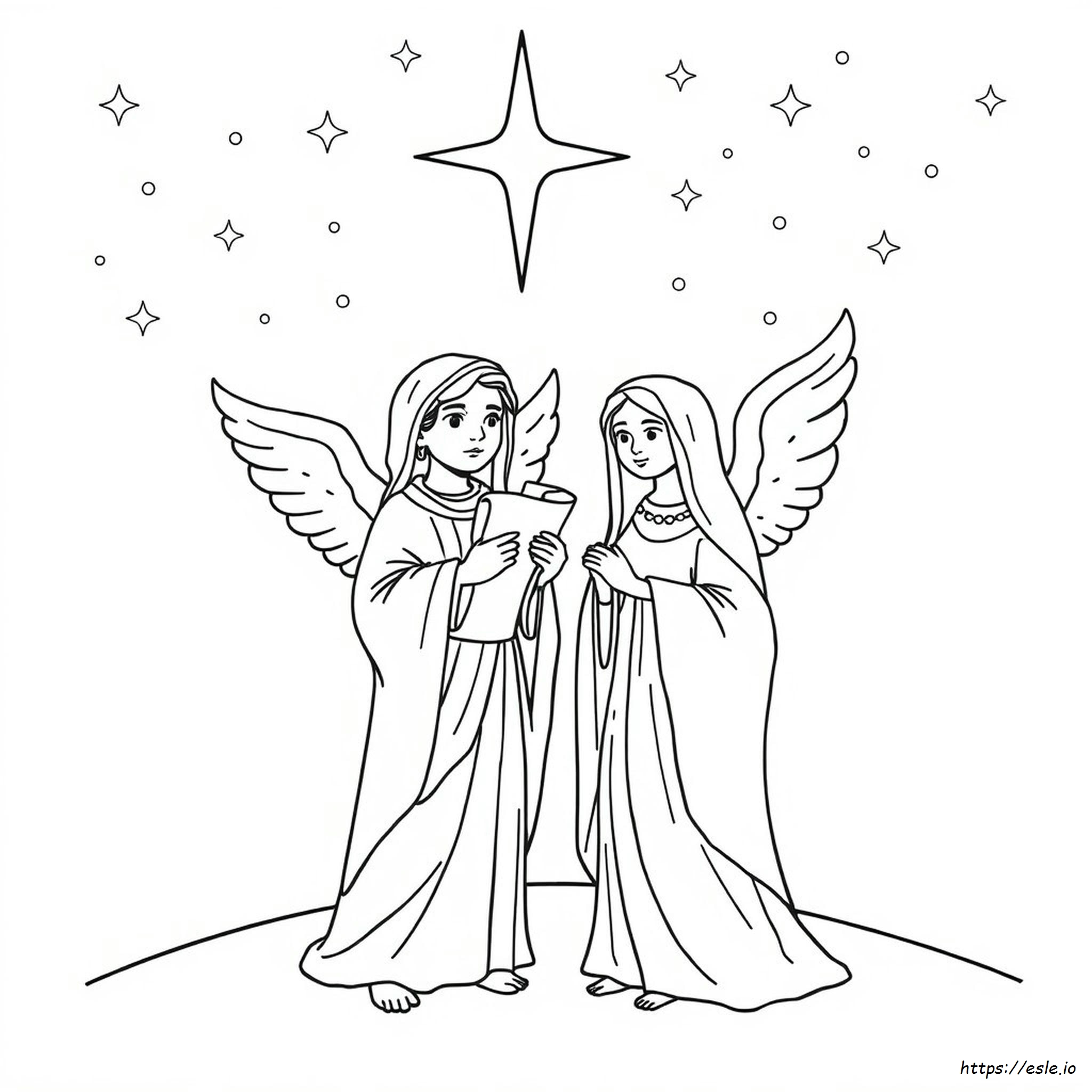 María Y El Ángel Gabriel Para Colorear