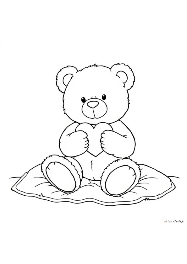 Teddy Bear Holding Heart Coloring Page