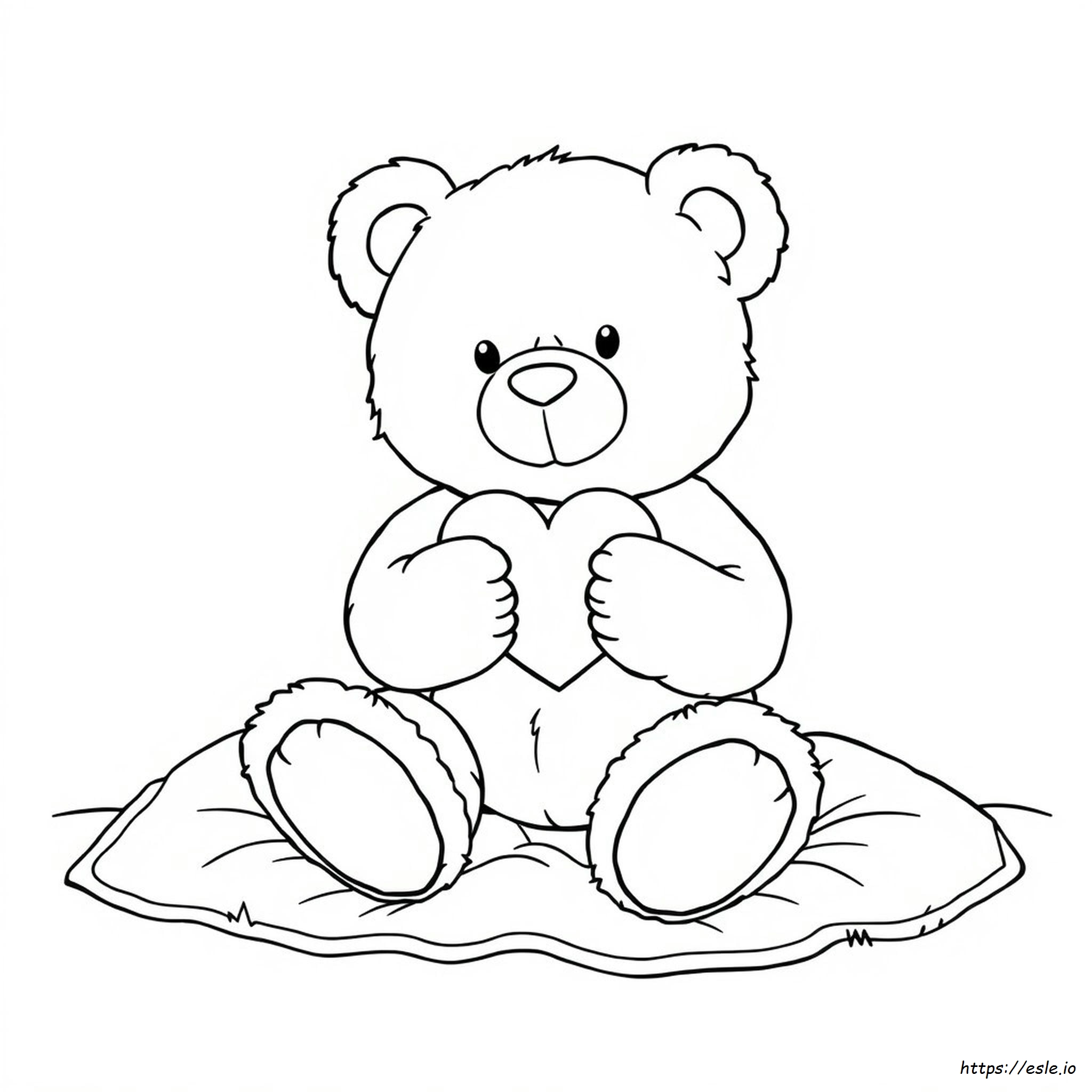 Beruang Teddy Memegang Hati Gambar Mewarnai