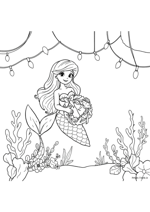 Mermaid Christmas Colouring Pages
