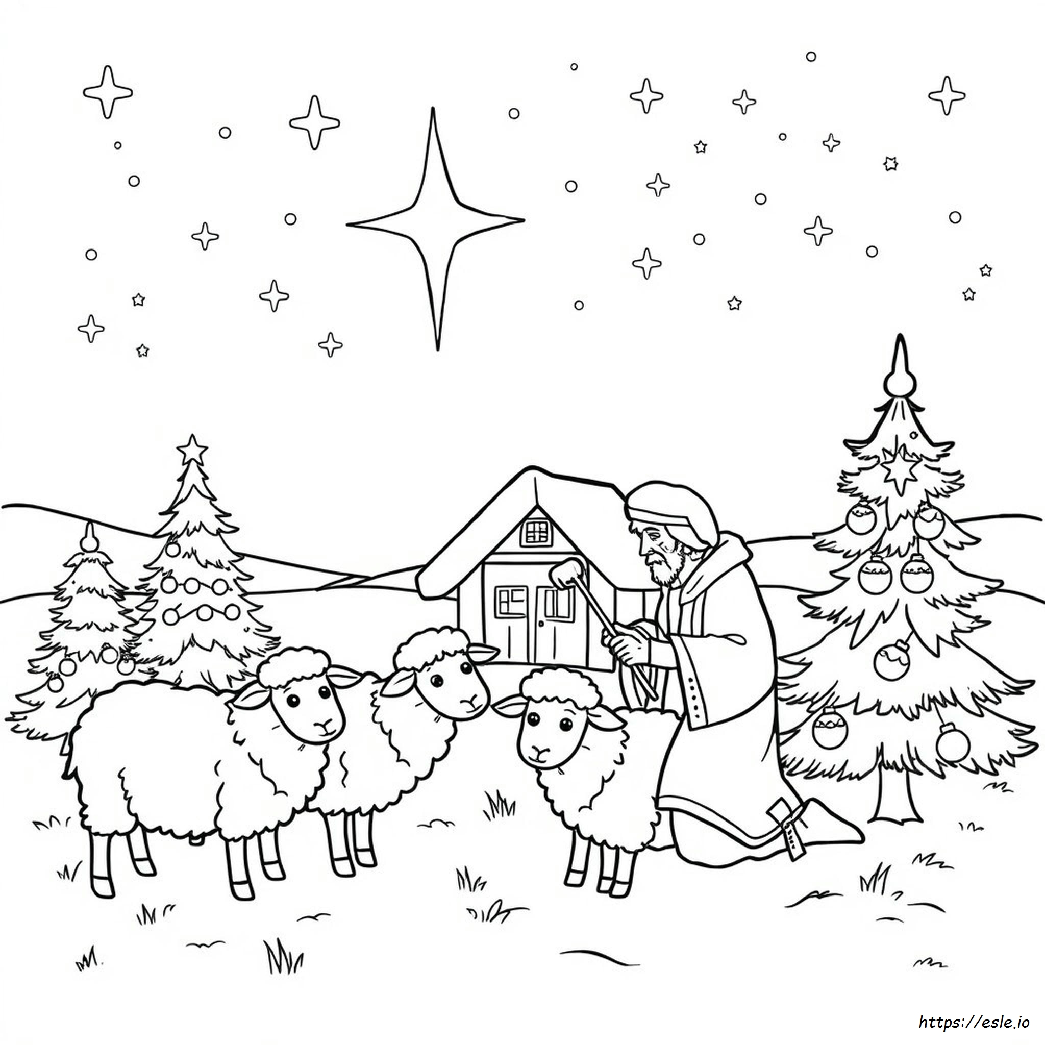 Shepherds Christmas Coloring Page