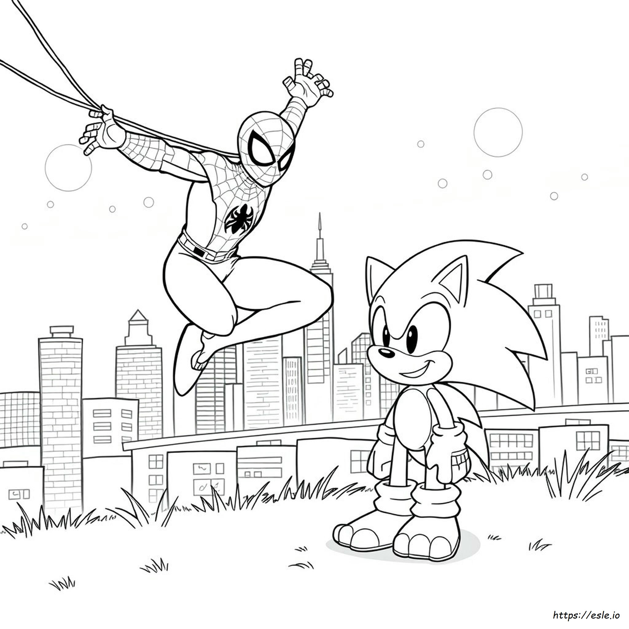 Pókember És Sonic Színező Oldalak