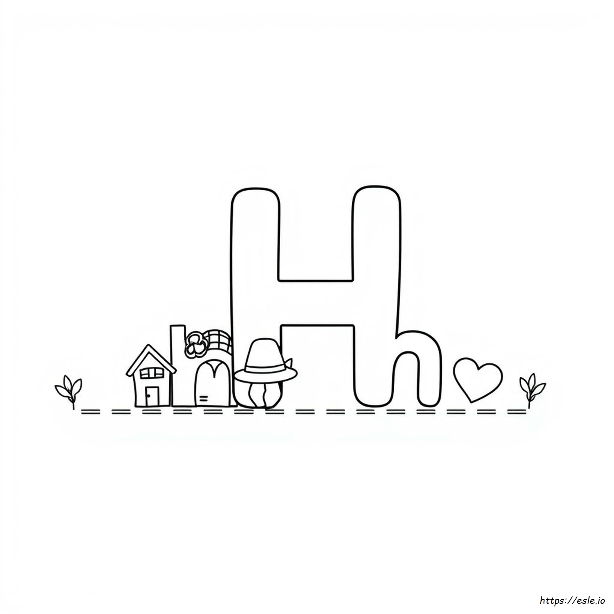 Letter H Colouring Pages