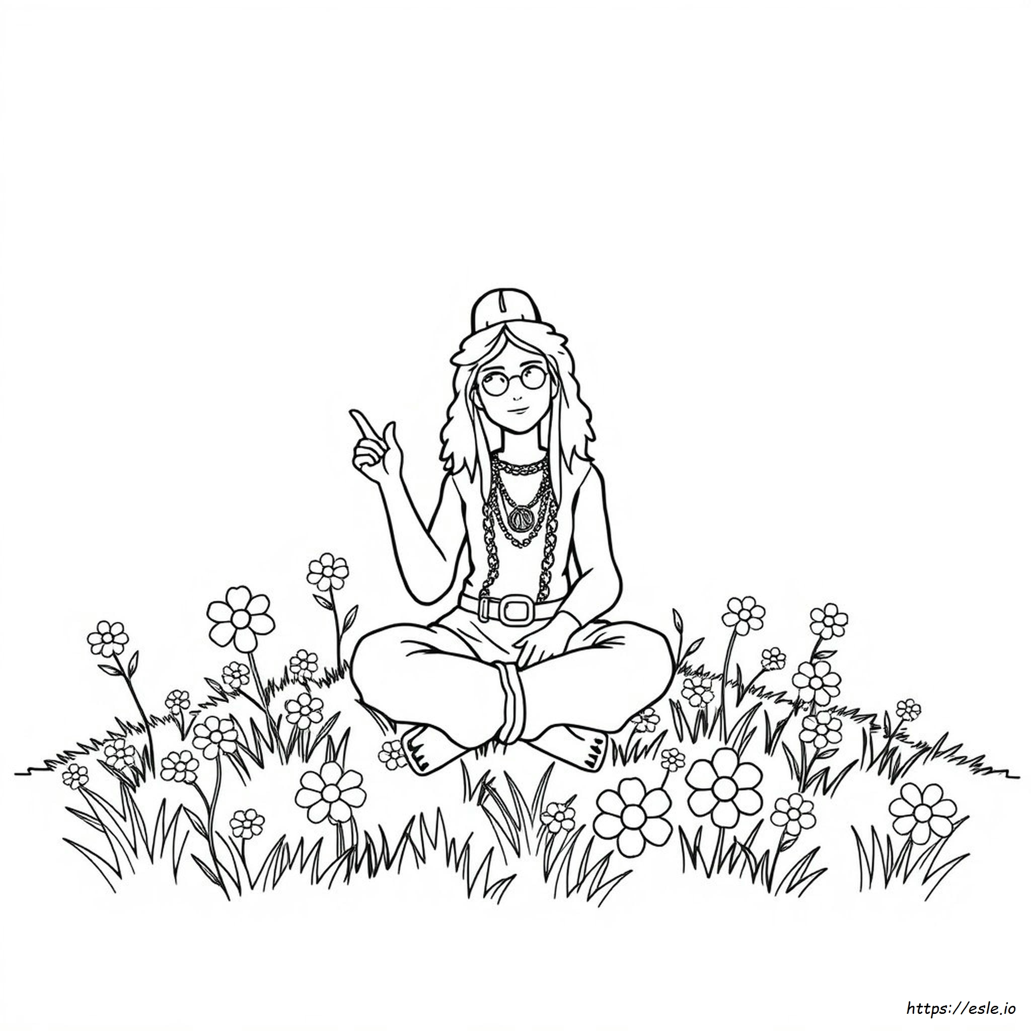 Easy Hippie Coloring Pages