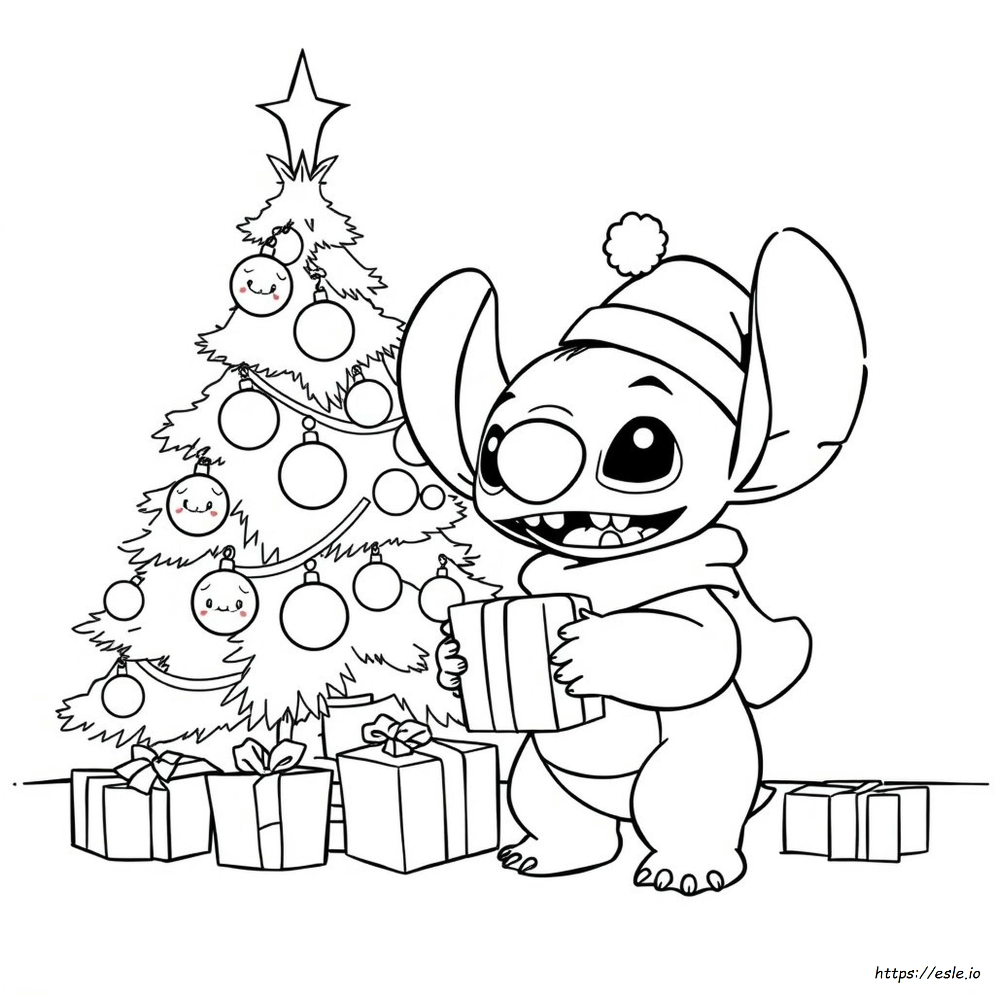 Gambar Mewarnai Natal Stitch Disney
