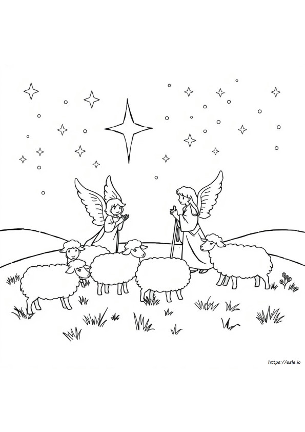 Shepherds Angels Coloring Page
