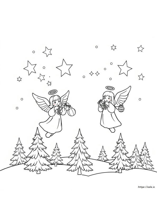 Ángeles De Navidad Para Colorear