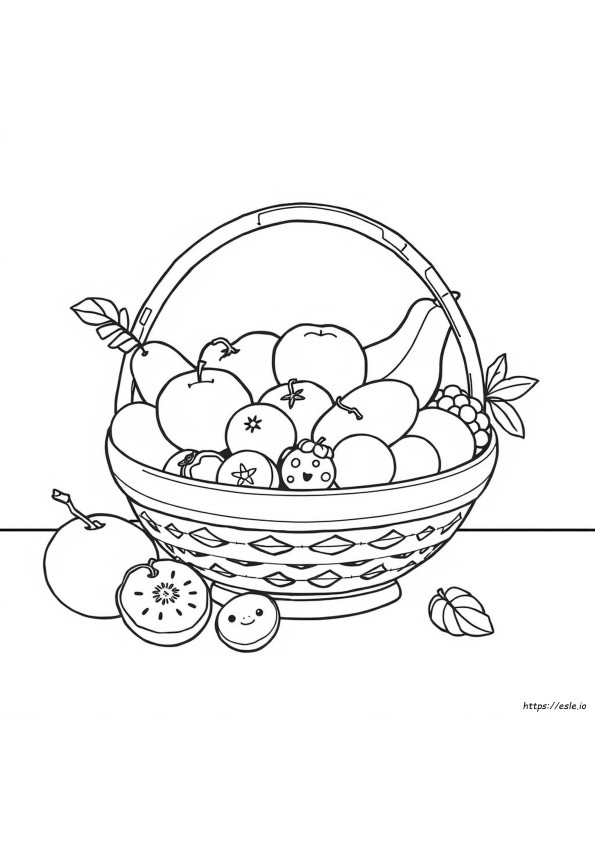 Drawing Easy Fruit Basket Coloring Page