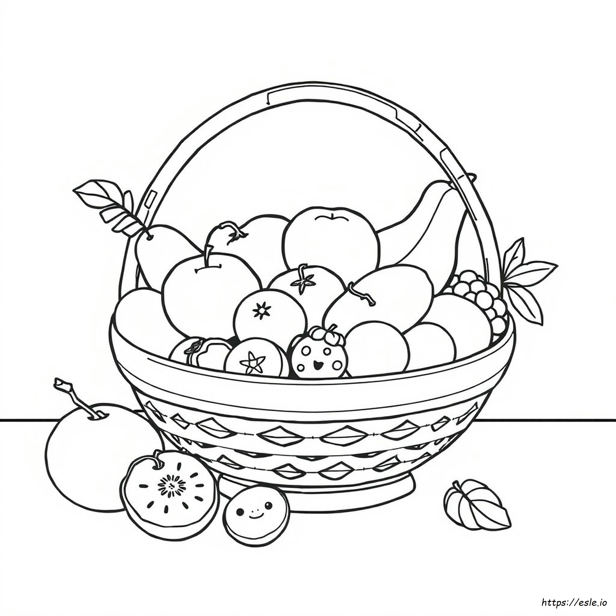 Drawing Easy Fruit Basket Coloring Page