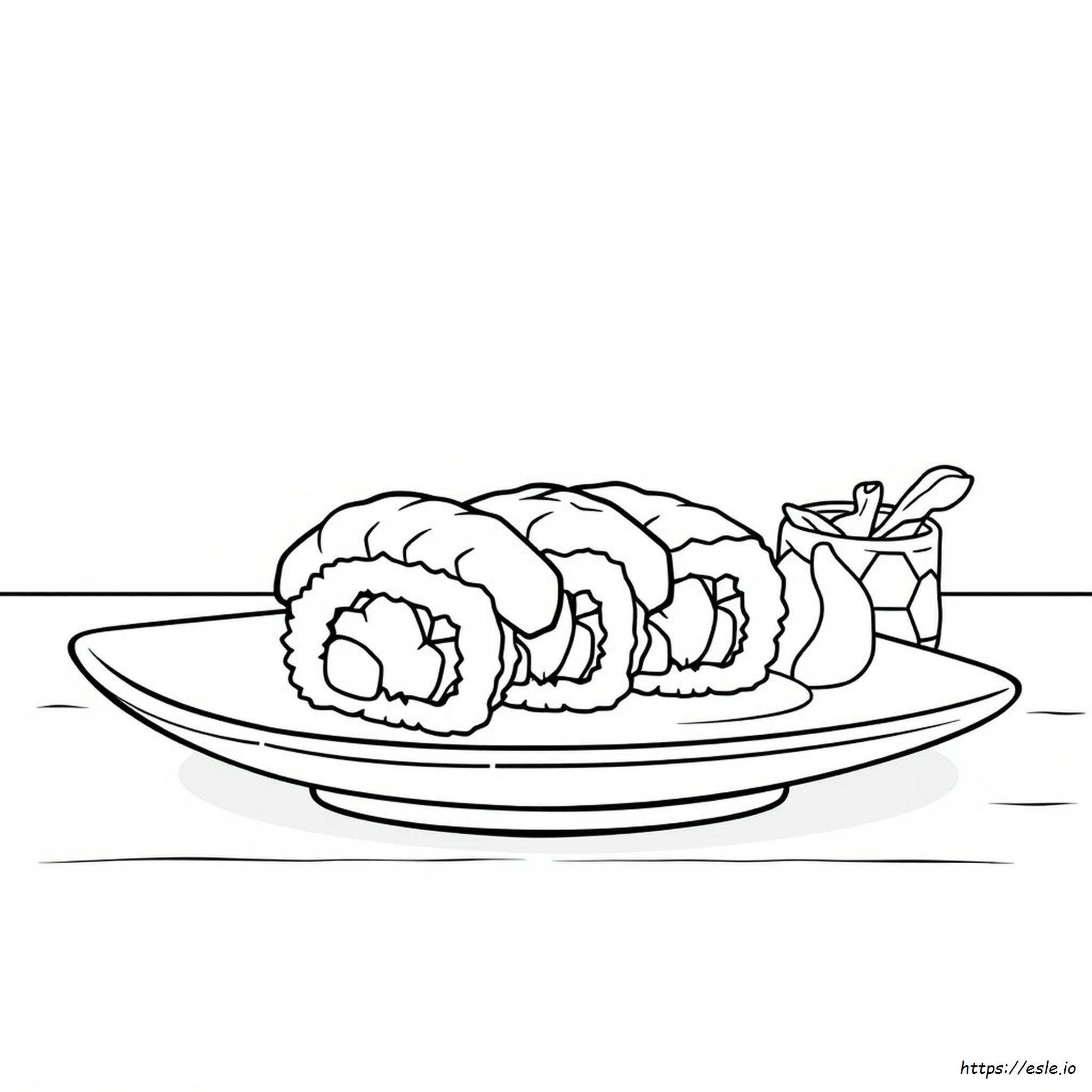 Easy Sushi Coloring Page