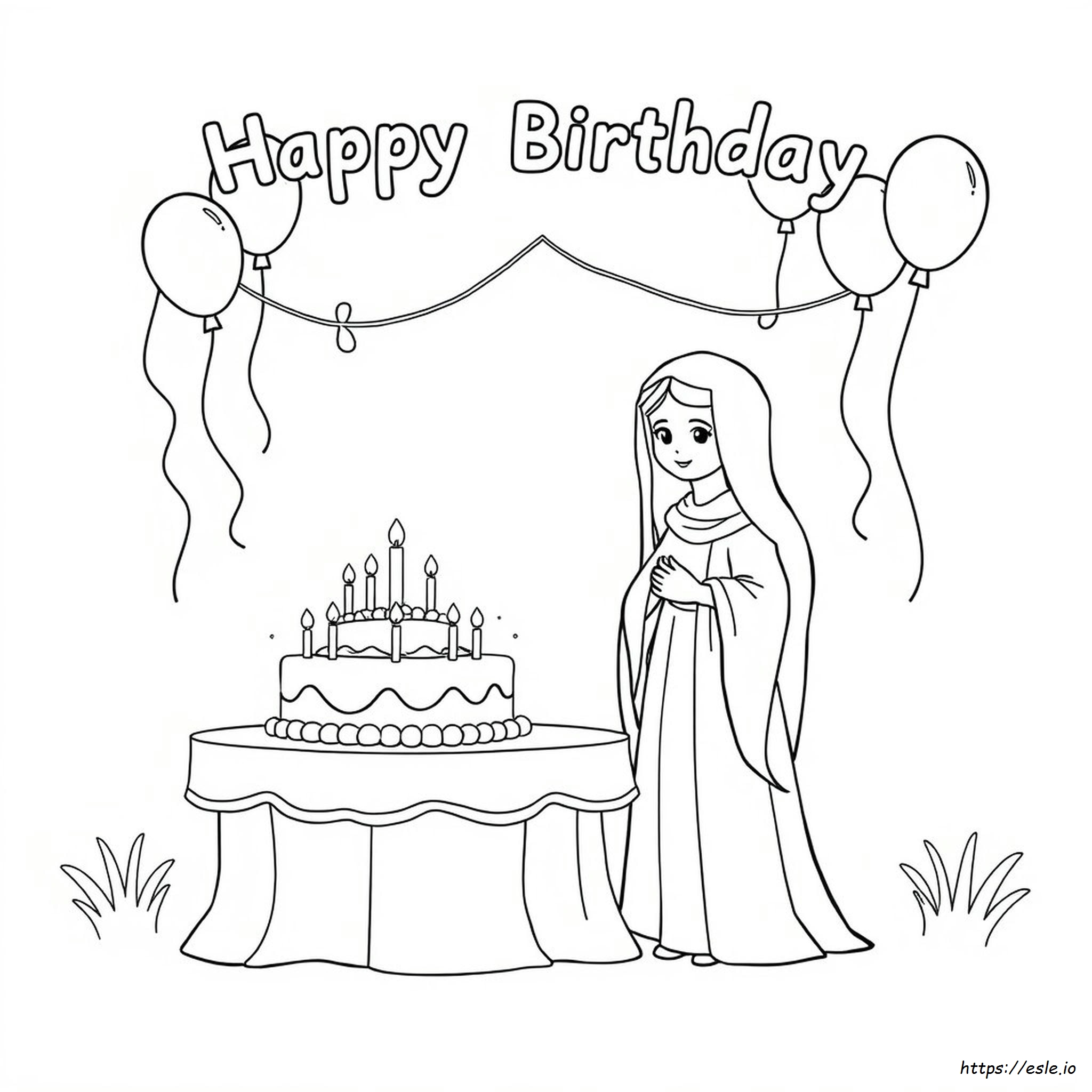 Happy Birthday Mary Coloring Page