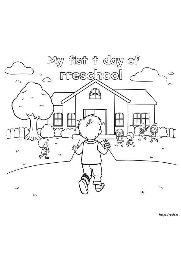 My First Day Of Preschool Coloring Page