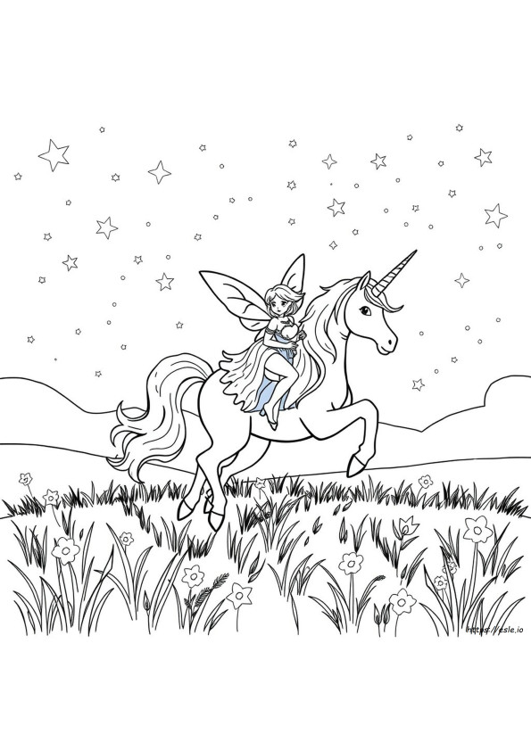 Fairy Unicorn Colouring Pages
