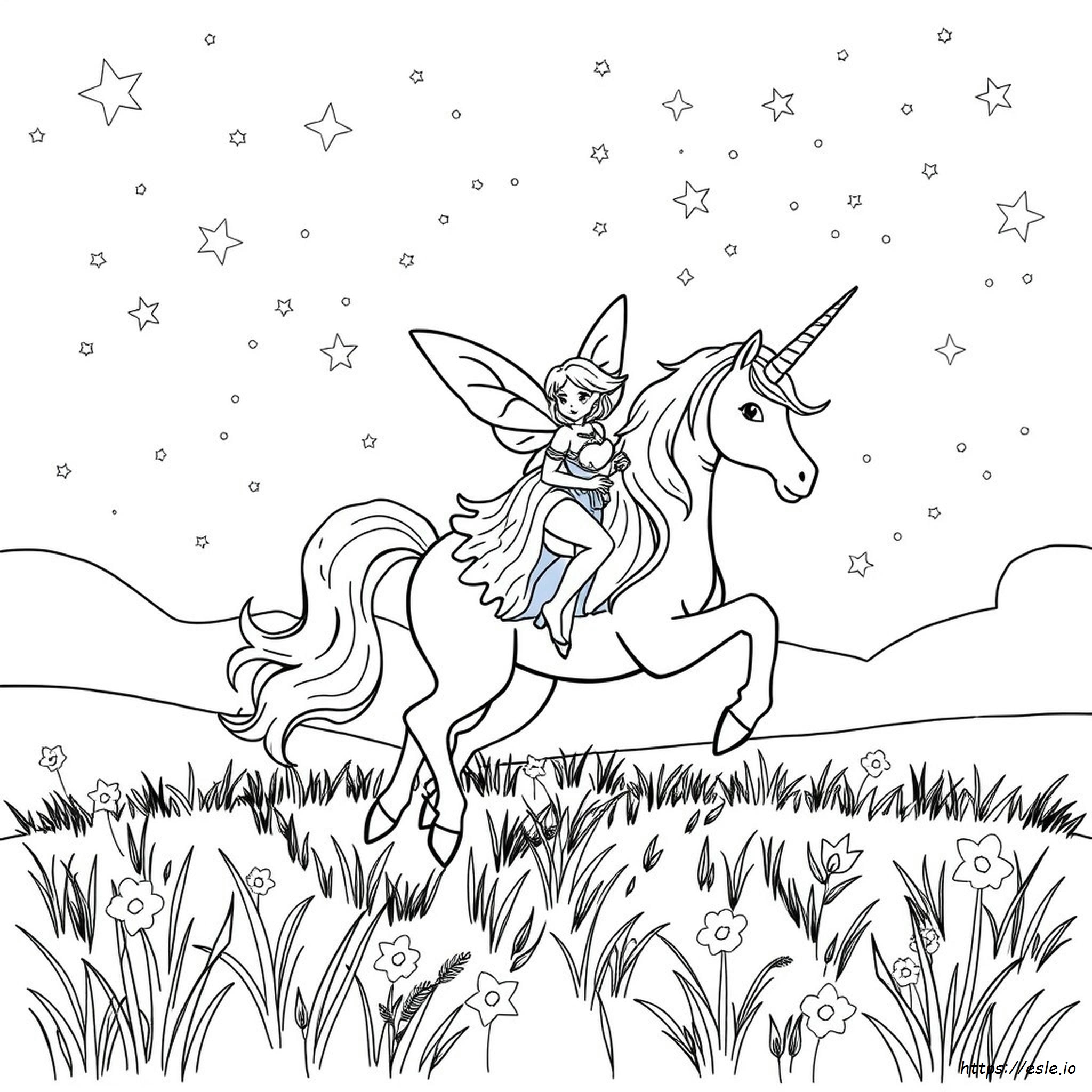 Fairy Unicorn Colouring Pages