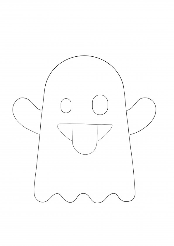 Ghost-emoji - een gratis printable voor kinderen om gemakkelijk te kleuren