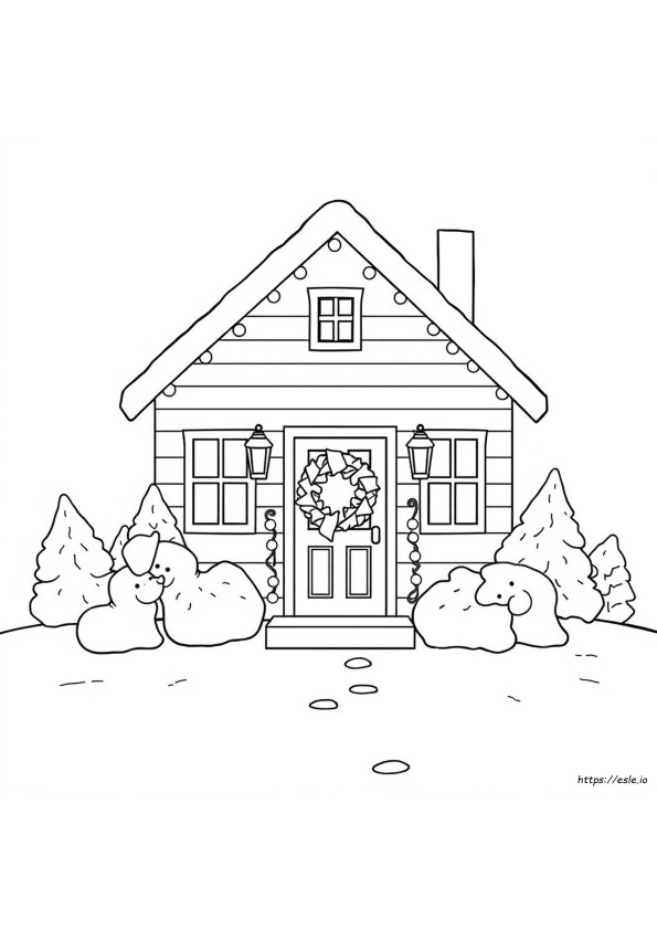 House Decorated For Christmas Coloring Page