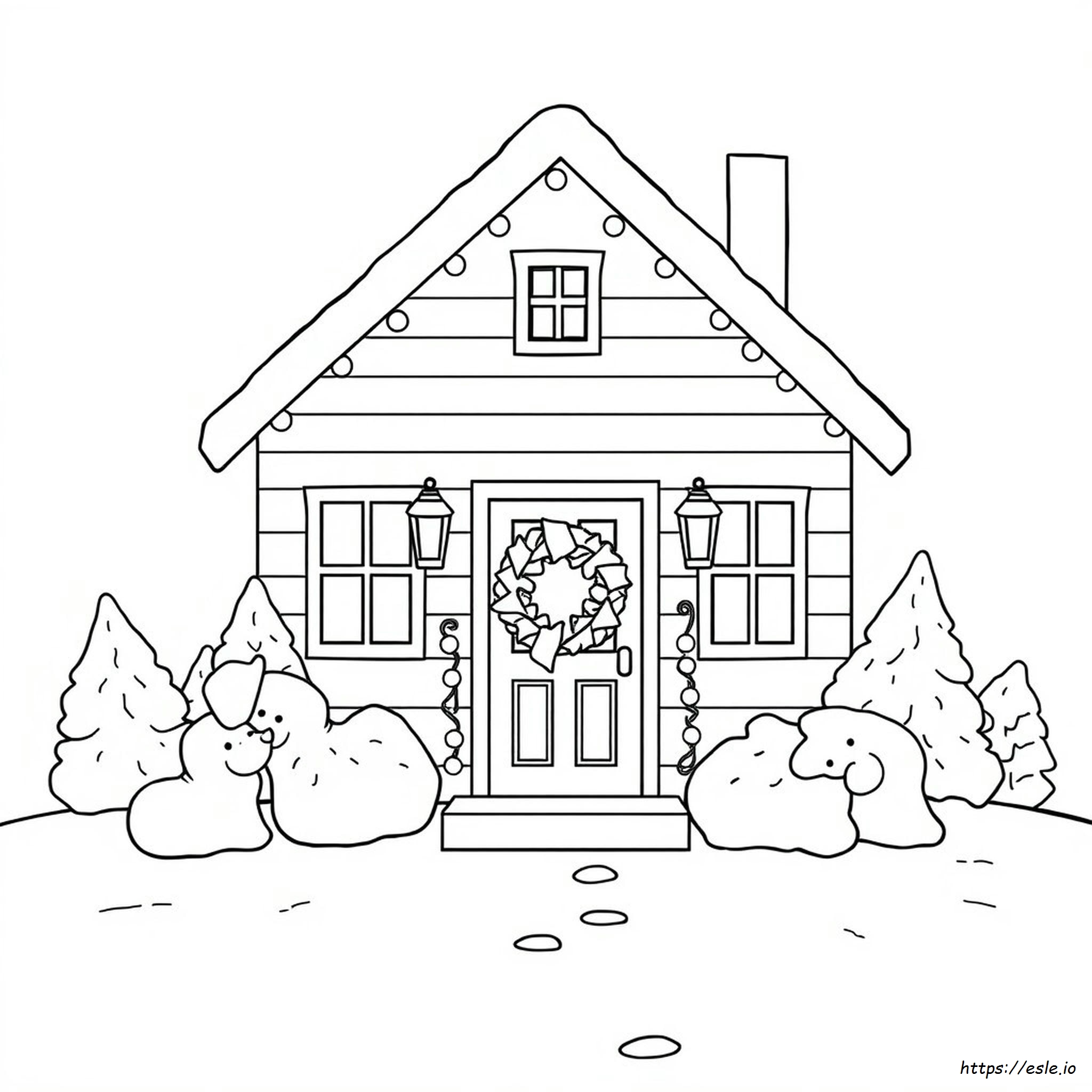 Casa Decorada Para Navidad Para Colorear