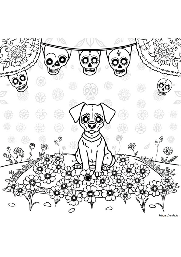 Kolorowanka Pies Dia De Los Muertos