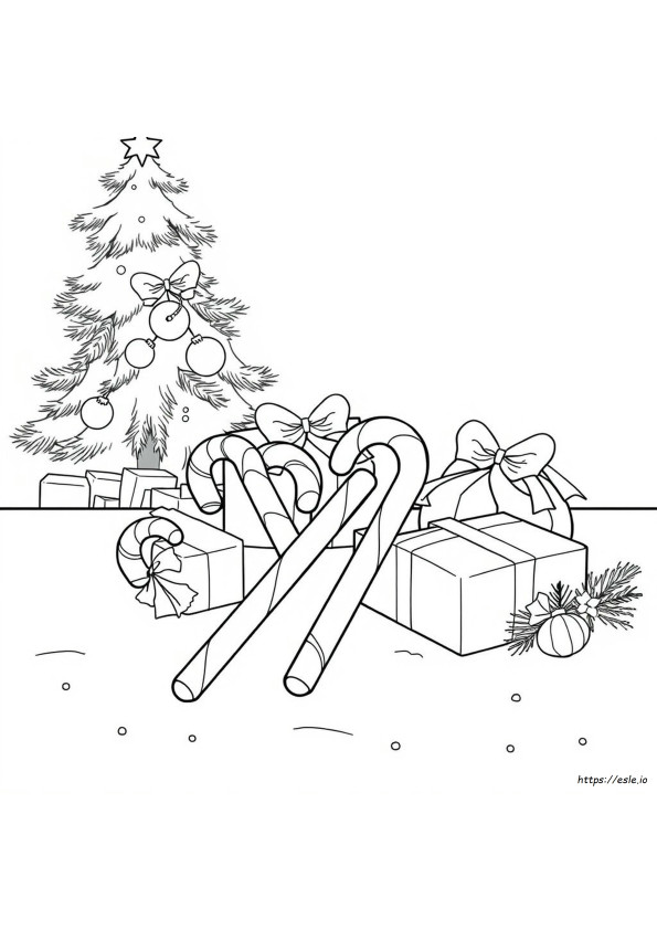 Christmas Candy Cane Colouring Pages