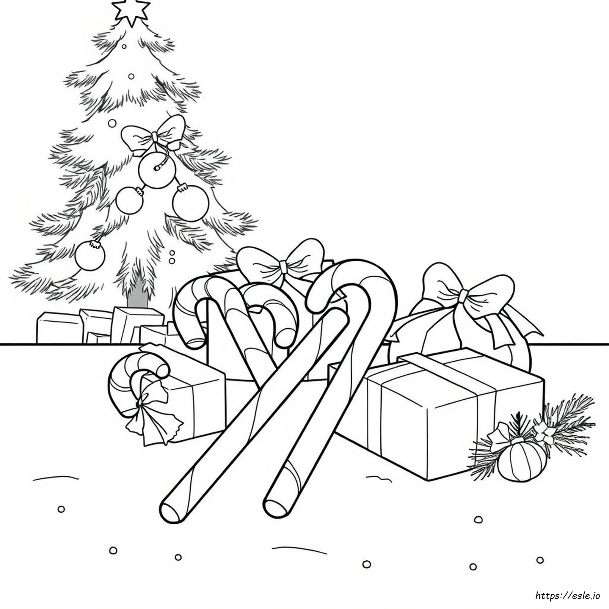 Christmas Candy Cane Colouring Pages