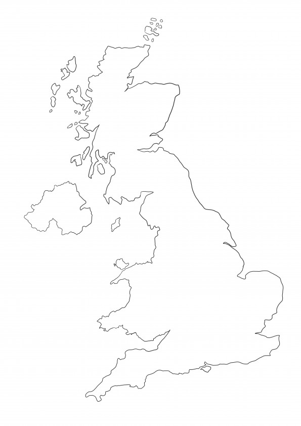 United Kingdom Blank Outline Map free printable for kids' coloring