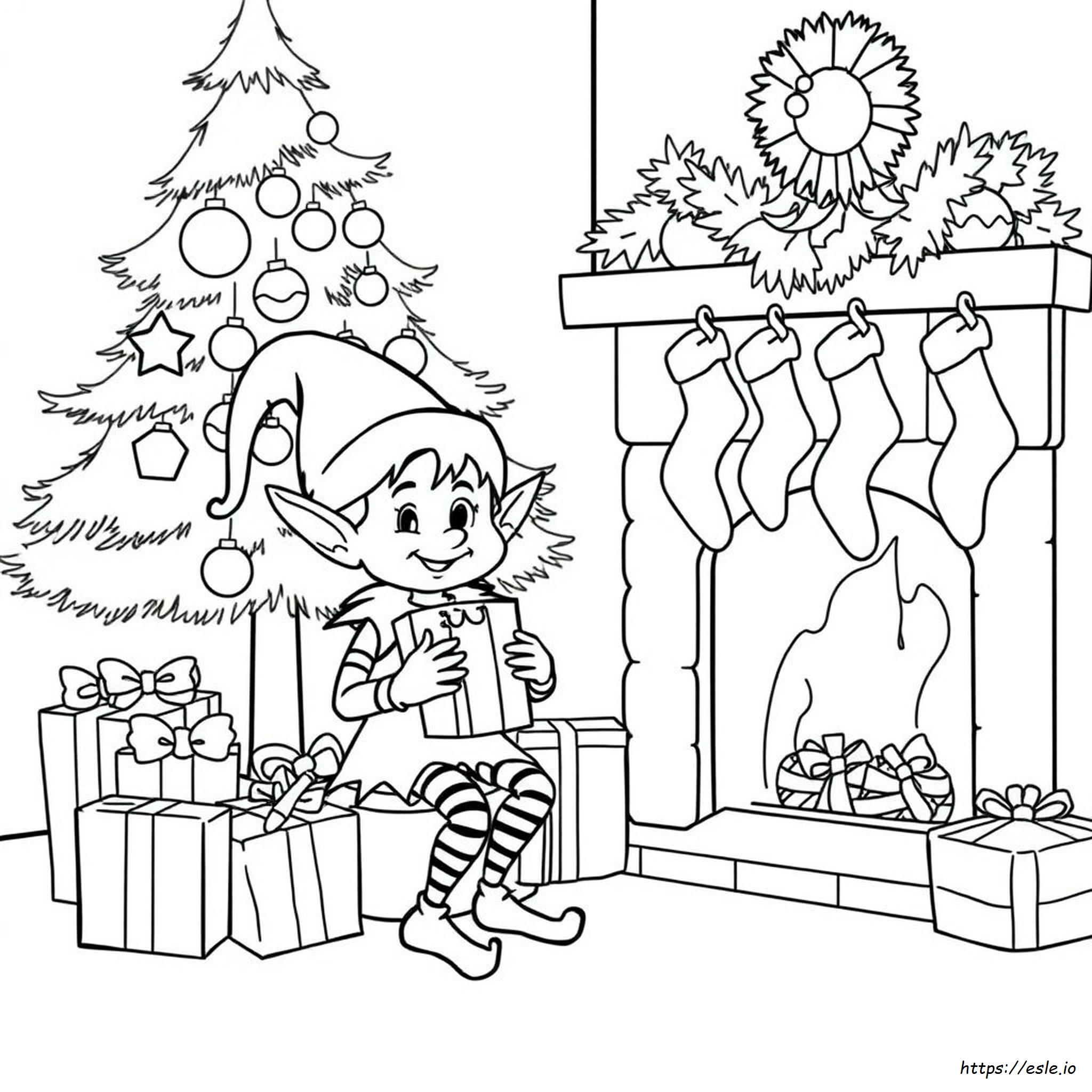 Christmas Elf Colouring In