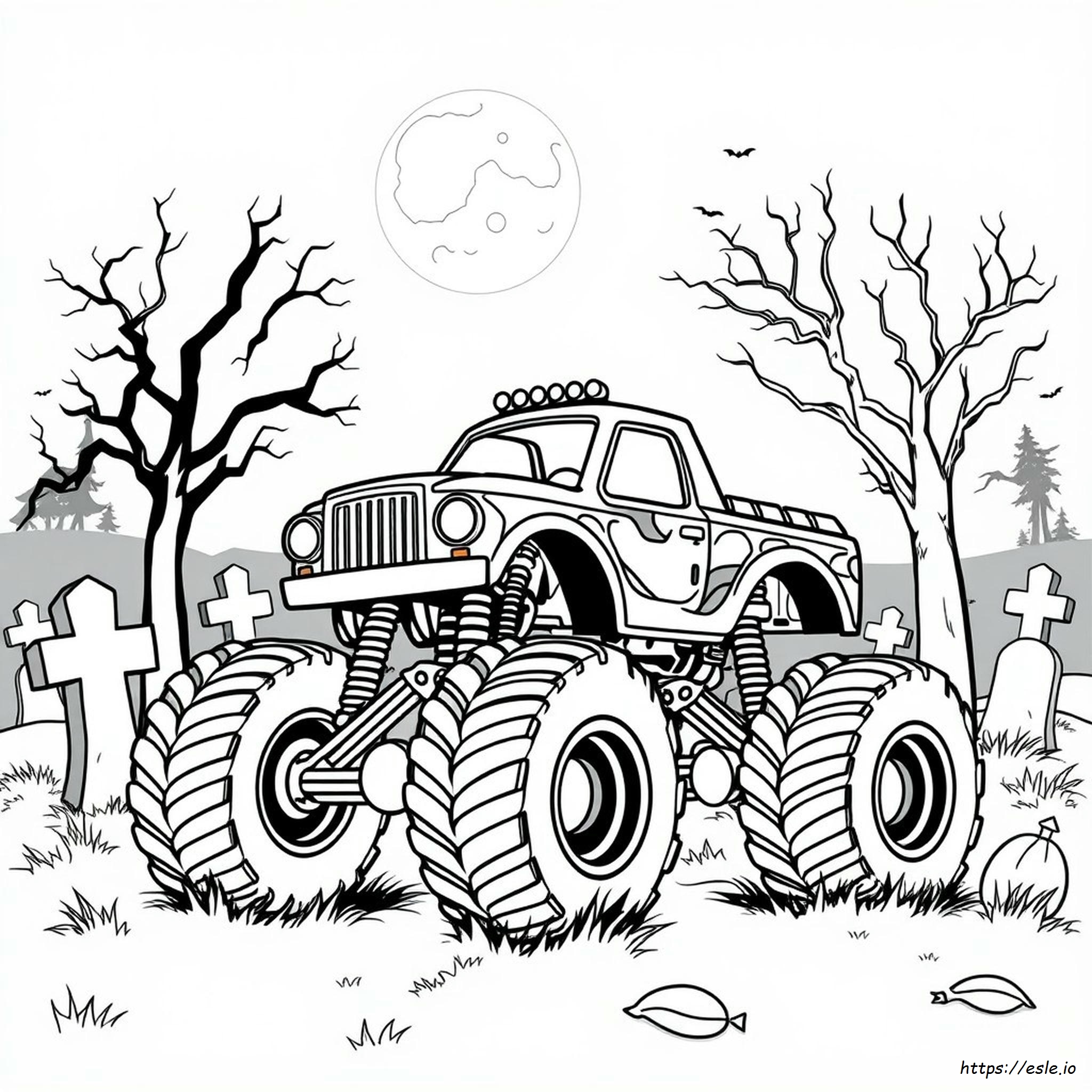 Coloriage Monstre Truck Halloween