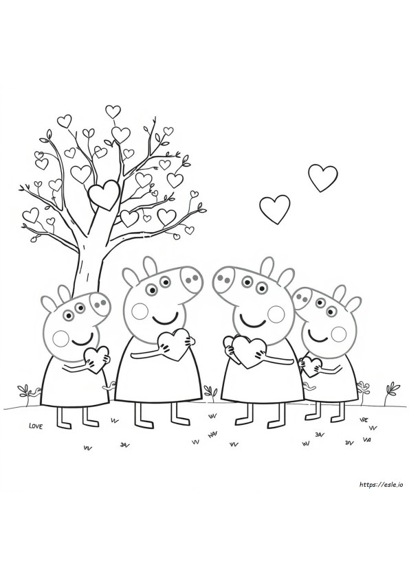 Peppa Pig Valentine Coloring Pages