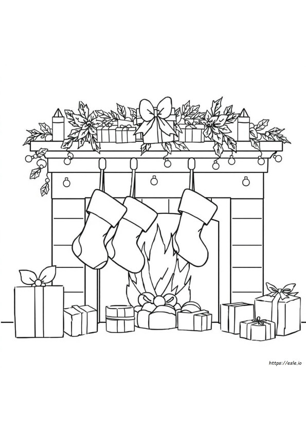 Xmas Stocking Colouring Pages