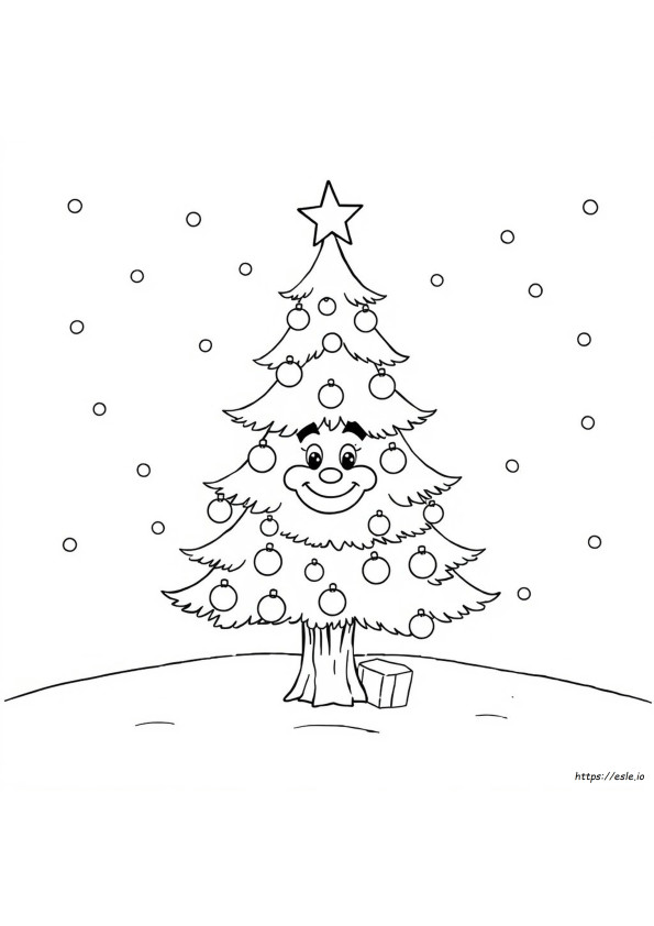 顔つきクリスマスツリーぬりえ