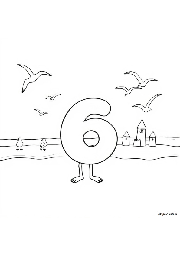 Nummer 6 Malvorlage