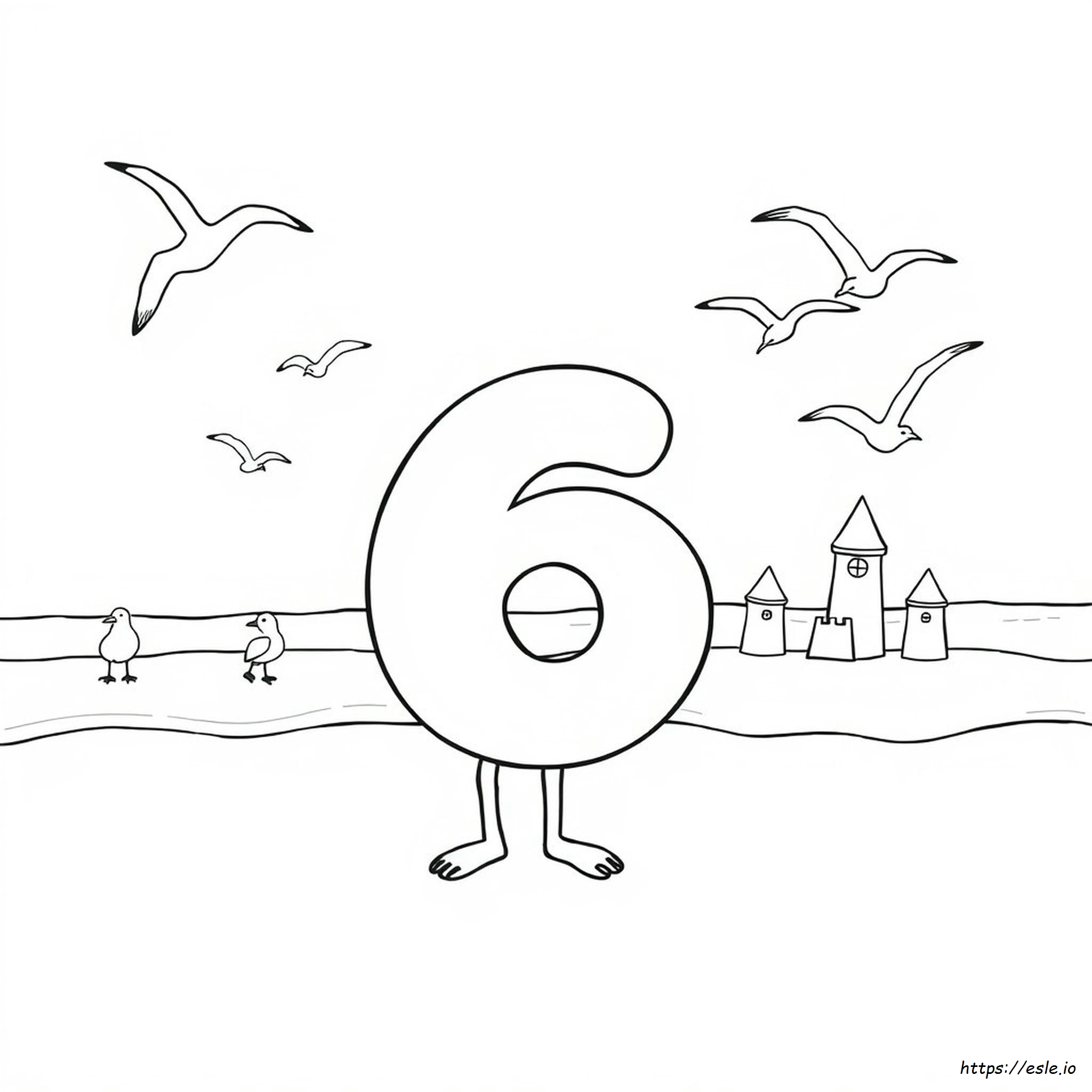 Number 6 For Colouring