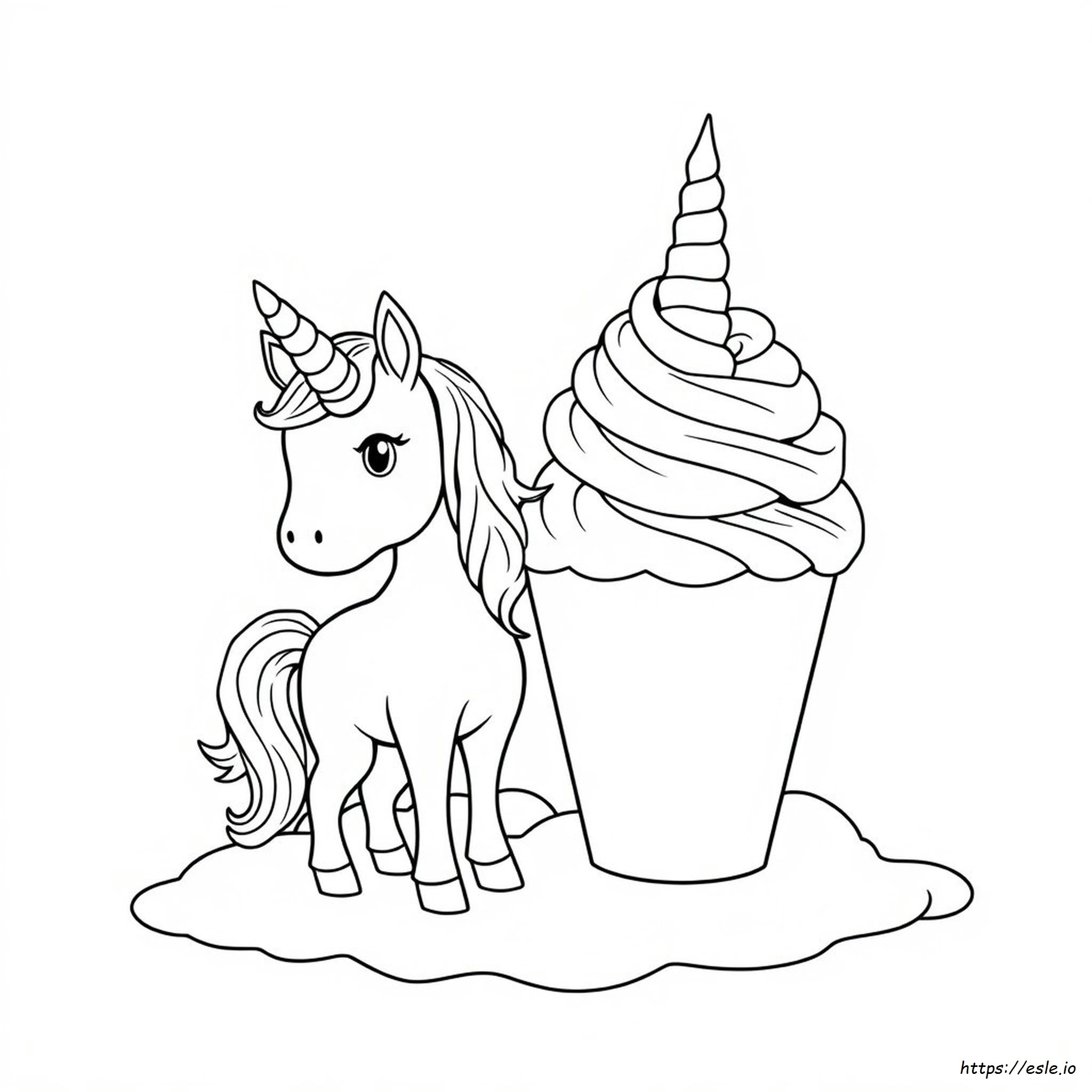 Unicorn Cupcake Coloring Pages Printable