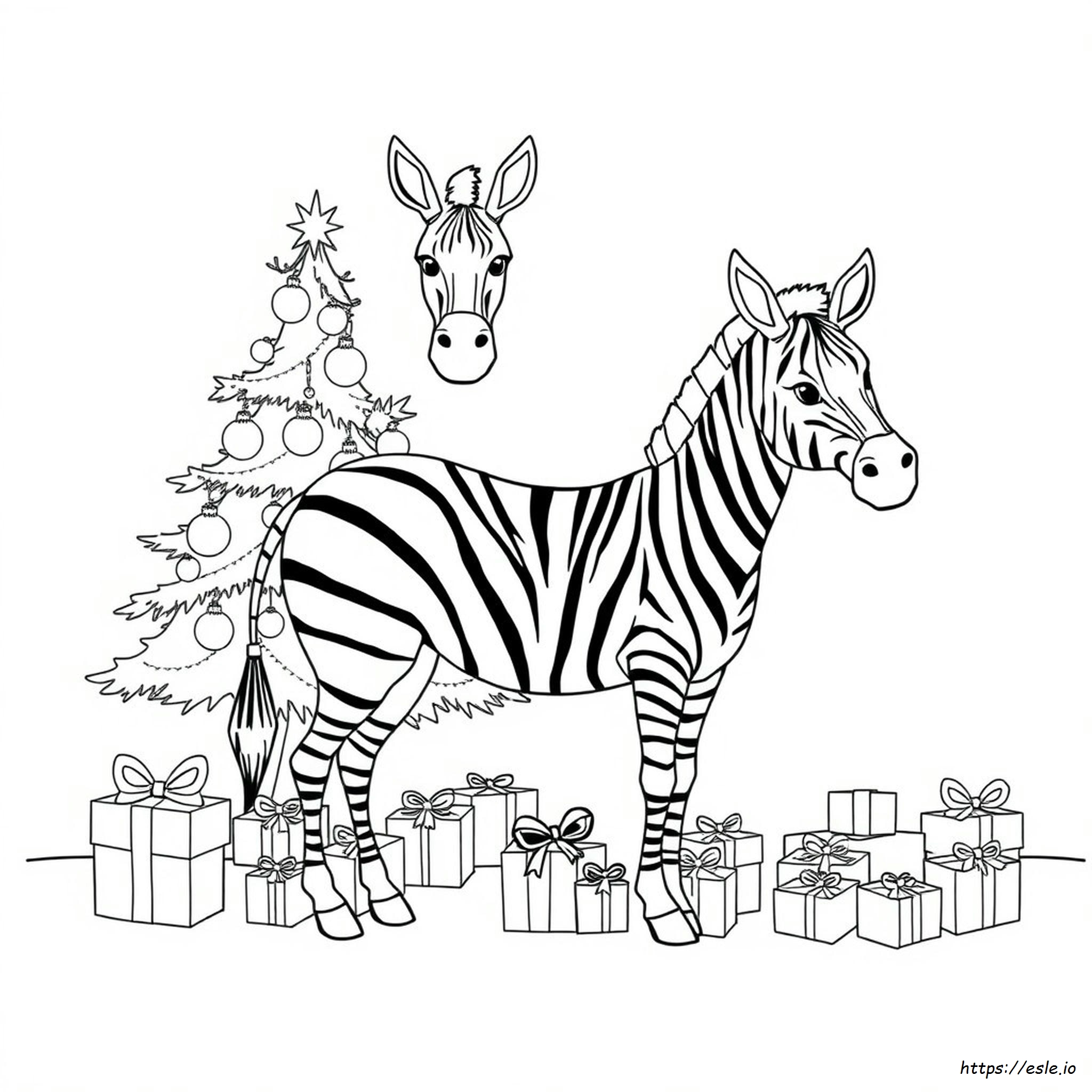 Christmas Zebra Coloring Page