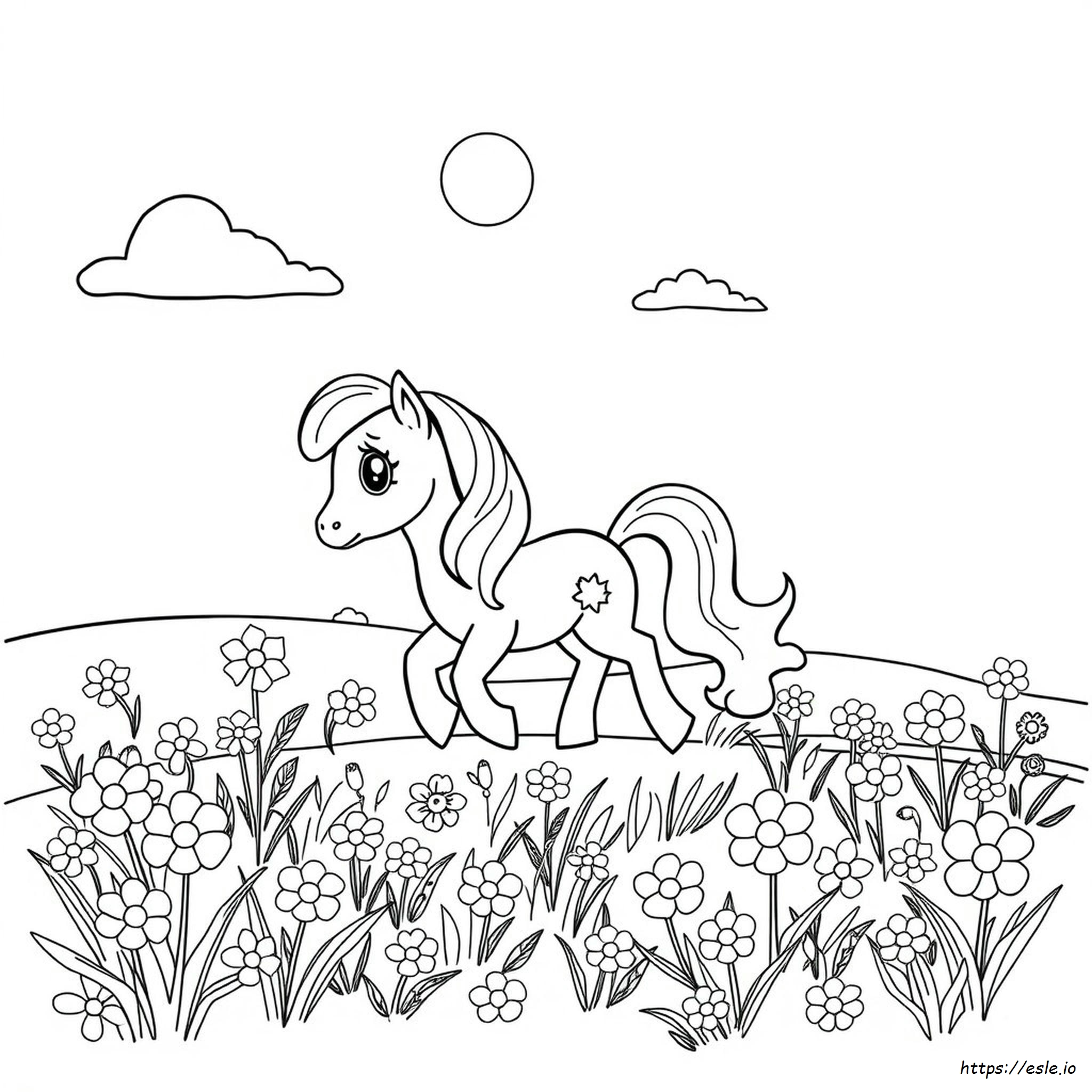 Lembar Mewarnai Kuda Poni Kecil