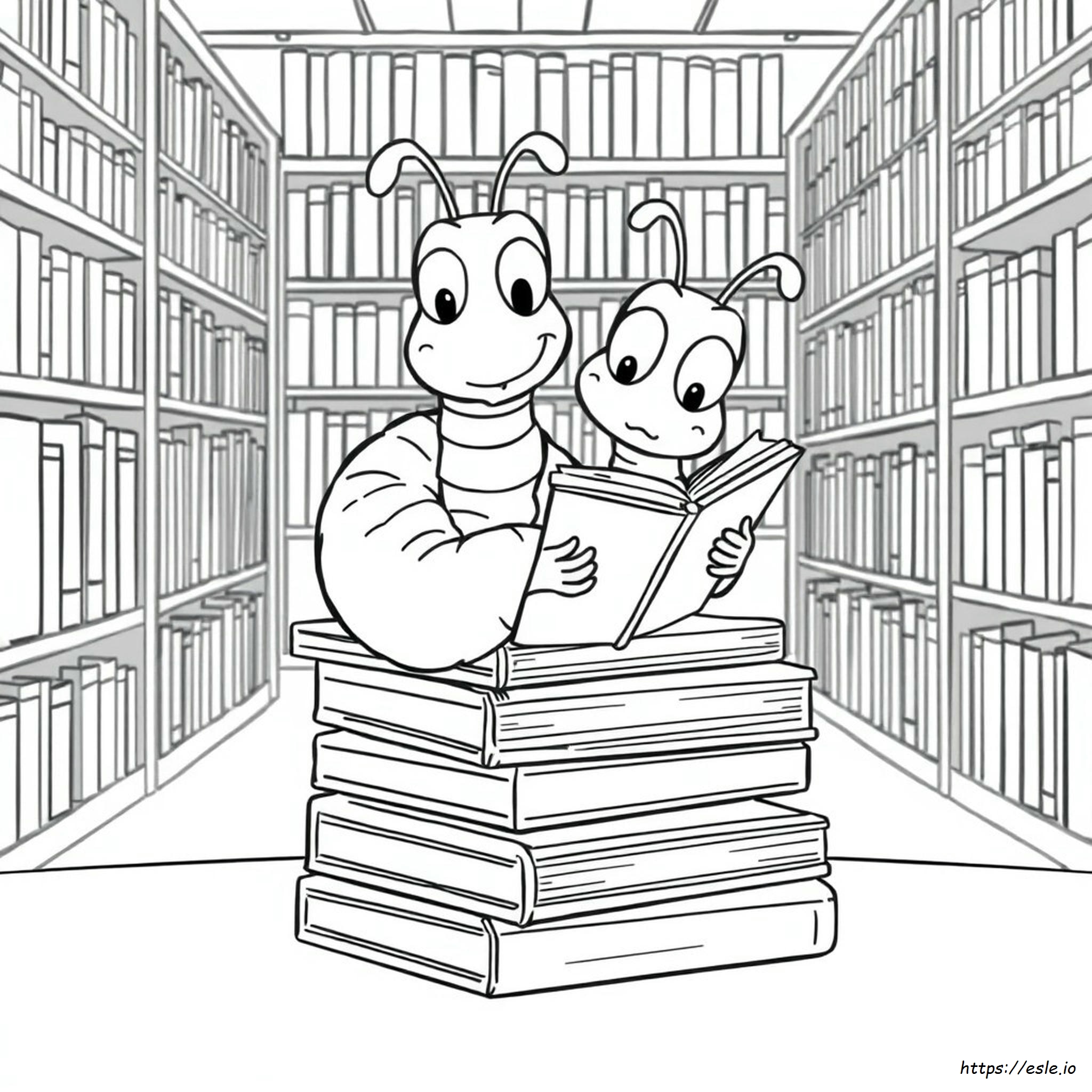 Book Worm Coloring Page