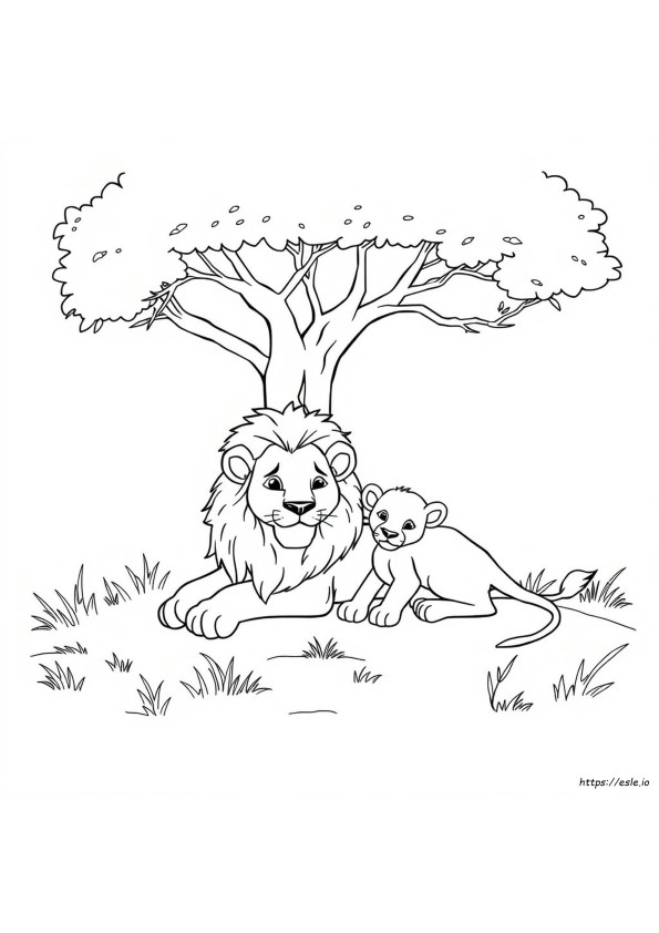 Lion And Cub Coloring Page